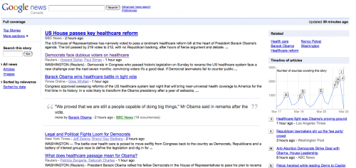 Google News - March 22, 2010 - U.S. healthcare Bill passes